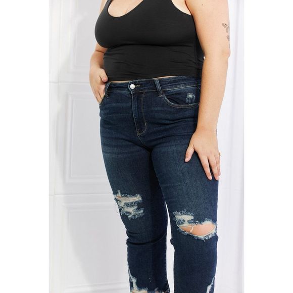 JUDY BLUE Full Size Gina Destroyed Hem Crop Straight - Picture 11 of 11